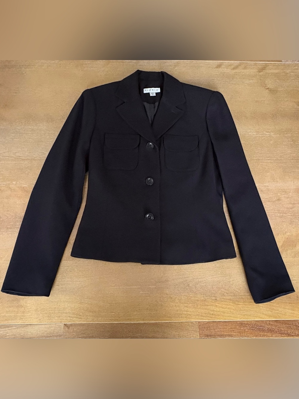 bebe Black Tailored Blazer with Notched Collar